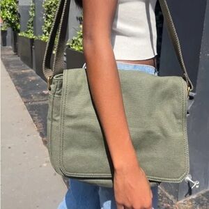 Brandy Melville olive military green canvas messenger bag indie gorpcore boho